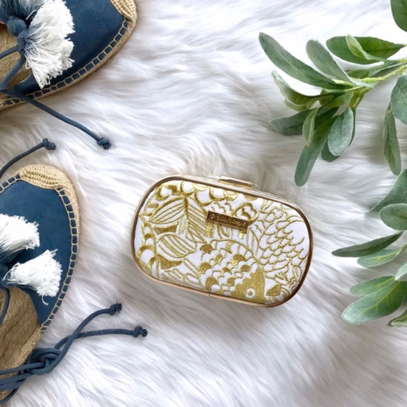 LILLY PULITZER Gold & White Embroidered Clutch - Picture 2 of 5